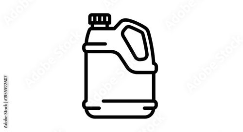 Black Outline Icon of a Plastic Jerrycan or Gas Can with Handle