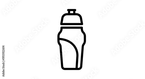 Black Outline Icon of a Sports Water Bottle with a Curved Design