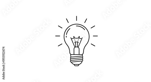 Bright Idea Light Bulb Icon, Symbol of Innovation, Creativity, and Inspiration
