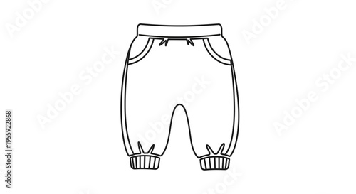 Baby Jogger Pants Outline Icon, Toddler Clothing Vector Illustration, Kids Fashion Apparel Line Art