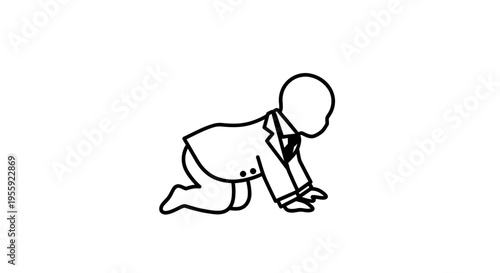 Baby in Suit Crawling - Business Start-up Concept