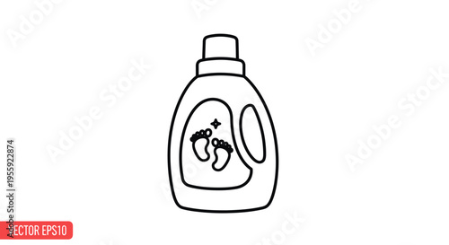 Baby Laundry Detergent Bottle with Footprints Icon - Gentle Cleaning for Infants