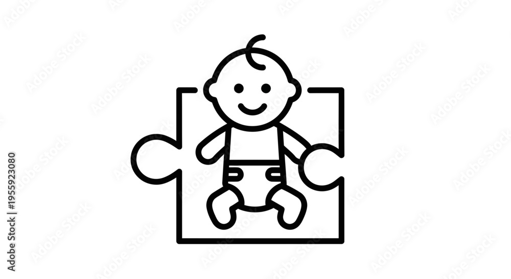 Fototapeta premium Baby Puzzle Piece Icon: Child Development, Childhood, and Family Connection