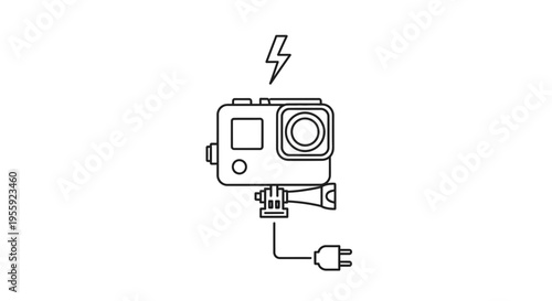Action Camera Charging Icon: Digital Illustration of Powering Up a Device