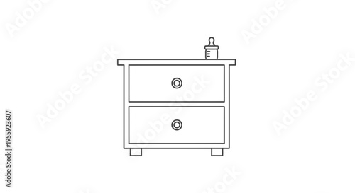 Baby Bottle on Nightstand: Nursery Furniture and Infant Care Icon