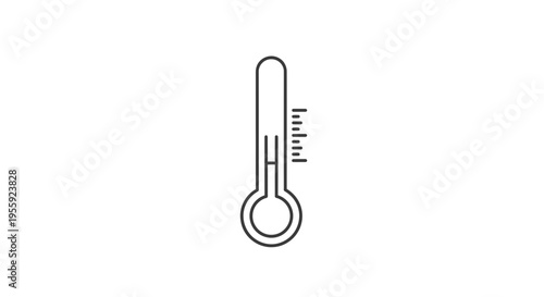 Thermometer Icon Line Art, Temperature Measurement, Weather Symbol, Health Monitoring