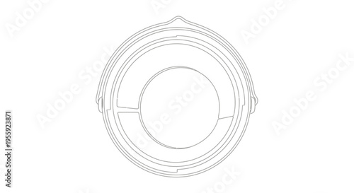 Top view outline of a traditional Japanese Nabe hot pot, simple line art illustration