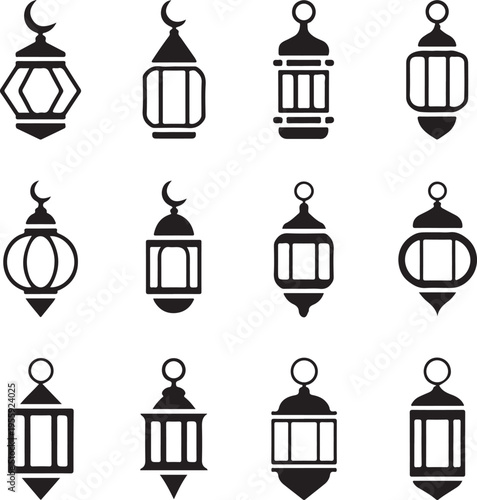 lantern decorative motif vector pack for cultural celebration