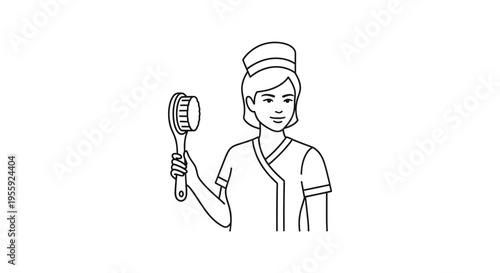 Spa therapist holding a body brush for exfoliation and massage