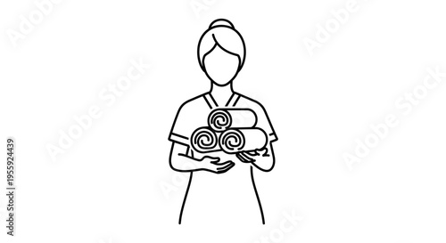 Spa Therapist Holding Rolled Towels, Wellness Massage Service Icon