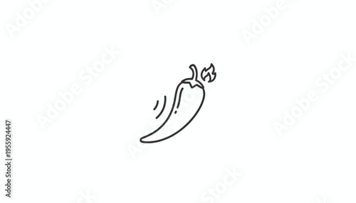 Spicy Chili Pepper Icon with Flame and Motion Lines - Hot Food Concept