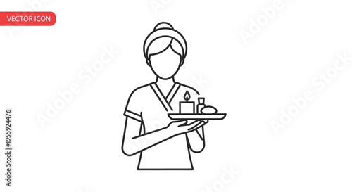 Spa Therapist Holding Tray with Candle and Products for Wellness Treatment