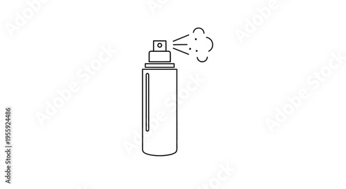 Spray bottle icon, aerosol can, spray mist, clean, hygiene, beauty, cosmetic, simple line art