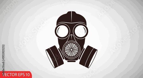 Black gas mask protective equipment.