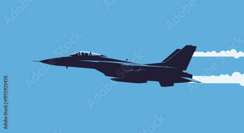 Fighter Jet in Flight Silhouette.
