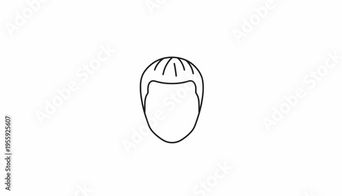 Simple line drawing of a man's hairstyle, clean and modern graphic icon