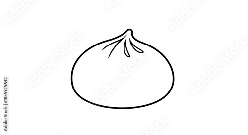 Simple Line Drawing of a Steamed Bun