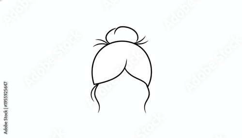 Simple Line Drawing of a Woman's Bun Hairstyle