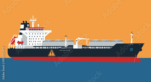 Large Cargo Ship at Sea Level.