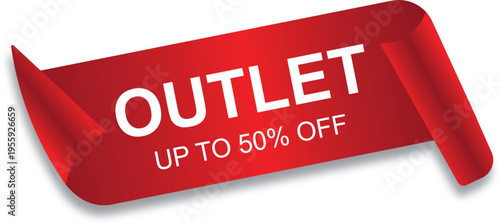 Outlet. Origami-style speech balloon banner. Sticker design template with Outlet text. Special offer price sign. Business concept. Sale label. Vector illustration.