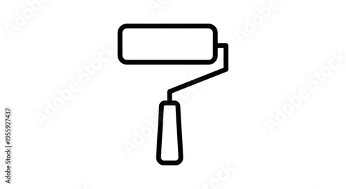 Simple Line Art Icon of a Paint Roller