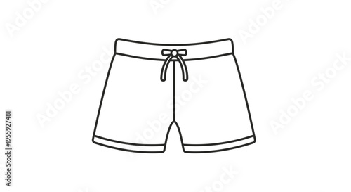 Simple Line Art Icon of Shorts with Drawstring Waistband