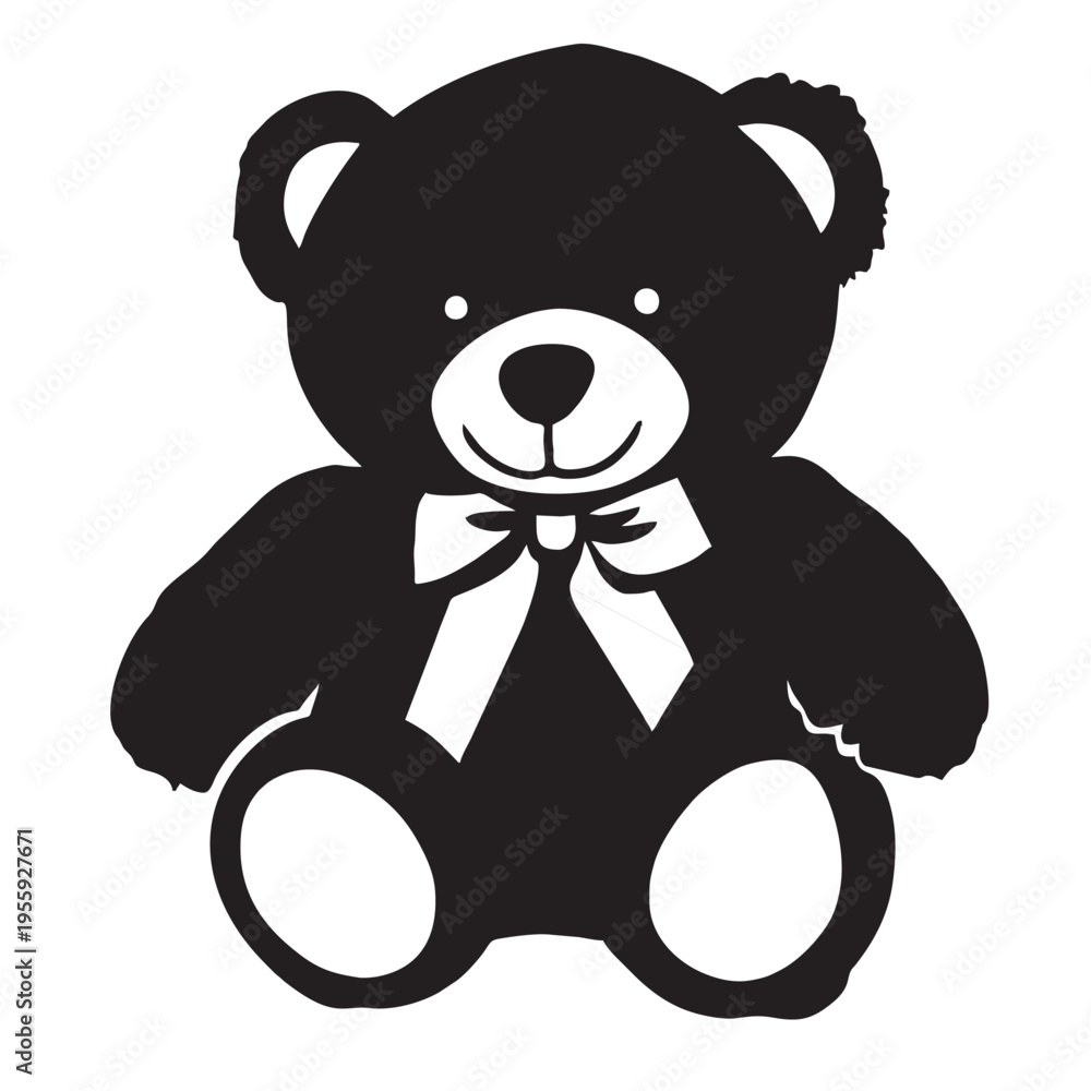 Obraz premium Cute teddy bear outline illustration in simple black line style.