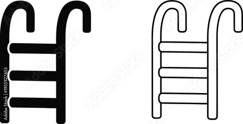 Swimming Pool Ladder Icon Set Vector