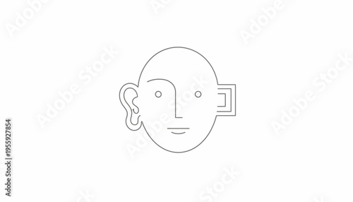 Abstract Human Head with Geometric Ear and Eye Icon
