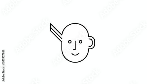 Abstract Head with Pencil Symbolizing Creativity and Ideas