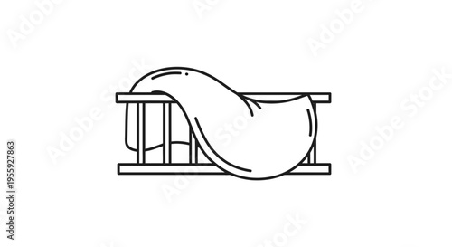 Abstract line art of a slime creature escaping from a cage, concept of freedom and escape