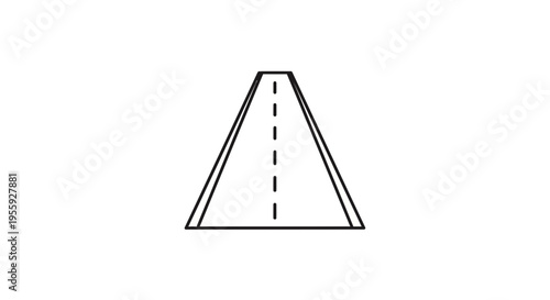 Abstract road perspective, dashed line, geometric, simple line art, vector graphic