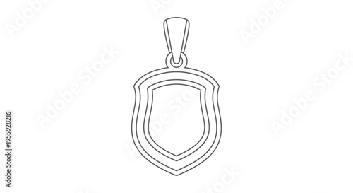 Shield Pendant Outline Icon Vector, Emblem Badge Symbol, Jewelry Accessory Design