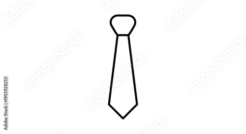 Simple Black Outline Icon of a Necktie