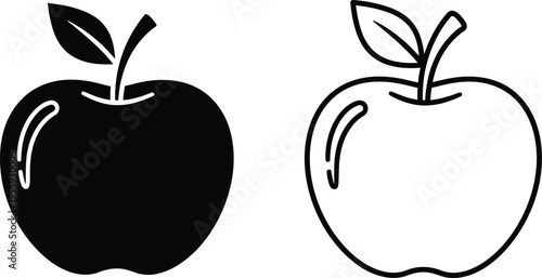 Black and White Apple Icon Set Vector