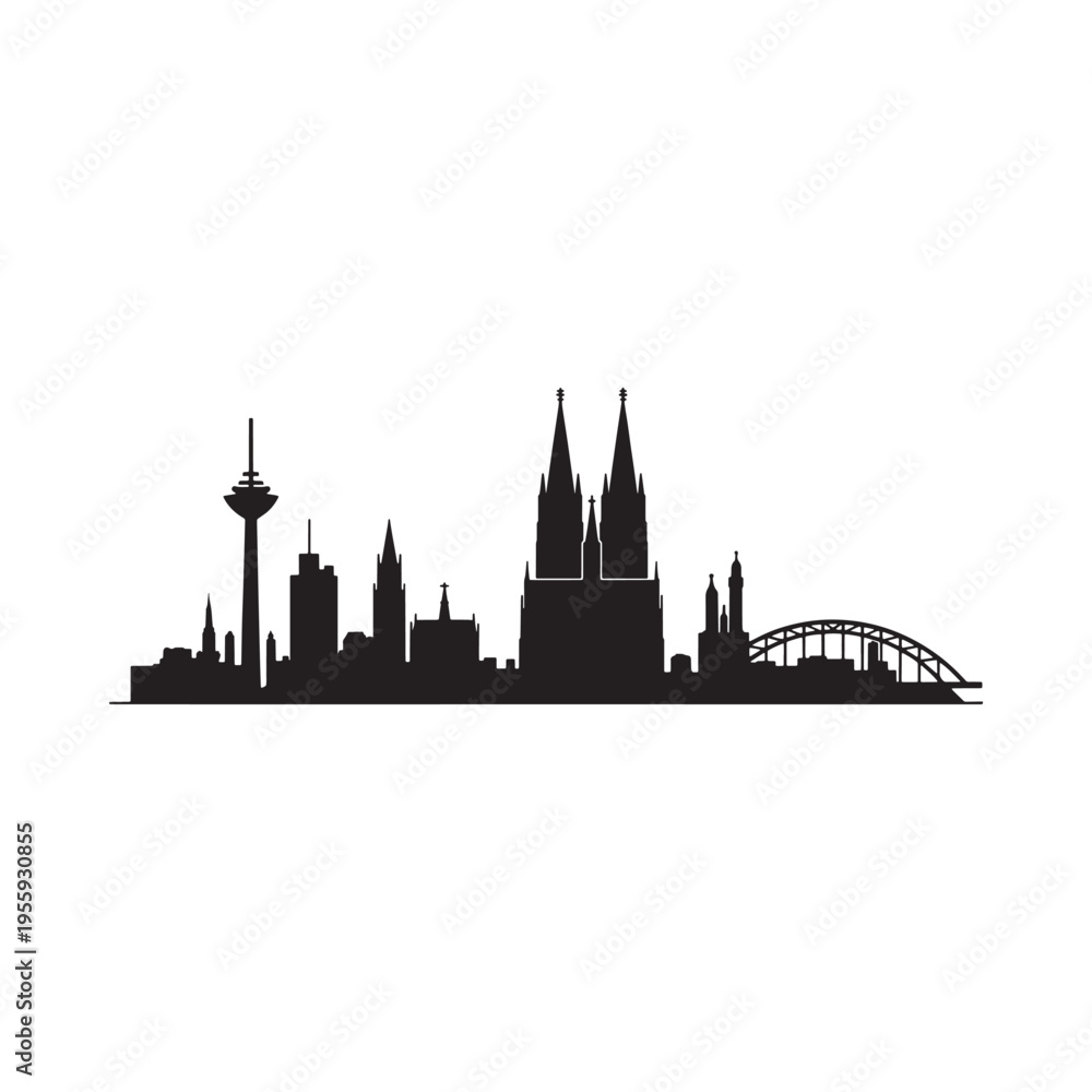 Fototapeta premium Cologne skyline silhouette featuring the cathedral and television tower