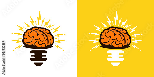 Innovative ideas and creativity concept with brain light bulbs, Unlock creative potential with innovative ideas and inspiration