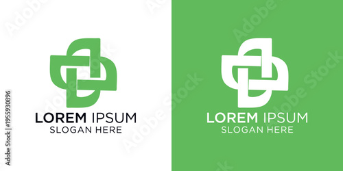 Elegant logo design featuring intertwined shapes with lorem ipsum text, suitable for business branding and marketing materials