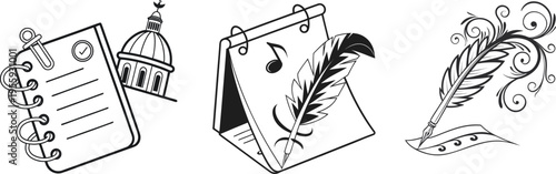 Notes Bundle Icons Set in Minimal Line Style