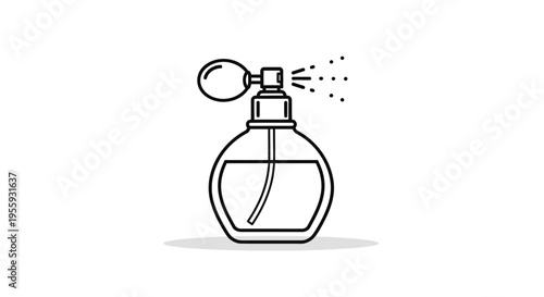 Perfume Bottle Spraying Mist - Minimalist Line Art Icon