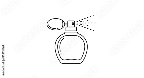 Perfume Bottle Spraying Mist Icon - Minimalist Line Art