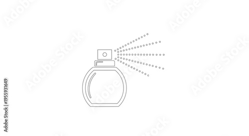 Perfume Bottle Spraying Mist Icon - Minimalist Line Art