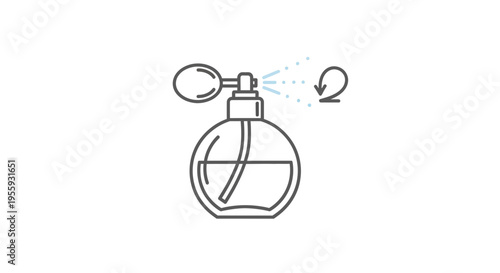 Perfume bottle spraying mist with repeat symbol icon