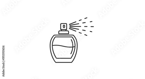 Perfume Bottle Spraying Mist Icon - Elegant Fragrance Atomizer Line Art