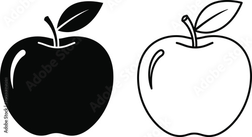 Apple Icons Set Solid and Outline Vector Design Vector