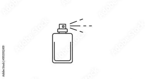 Perfume Bottle Spray Icon - Minimalist Line Art Illustration
