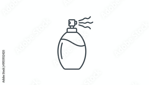 Perfume Bottle Spray Icon - Elegant Fragrance Atomizer Outline Vector