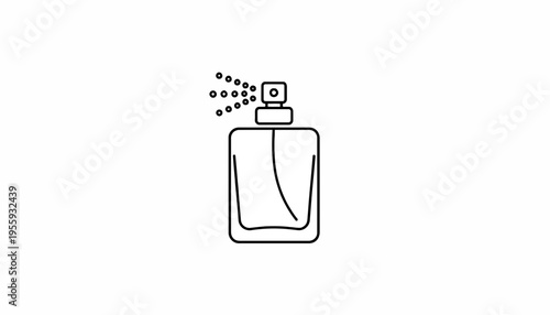 Perfume Bottle Spraying Fragrance Mist - Minimalist Line Art Icon