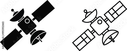Satellite Space Technology Icons Vector Set Vector
