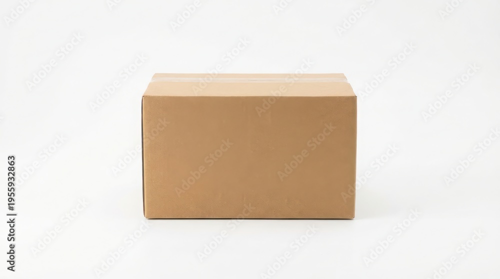 Obraz premium A plain brown cardboard box resting on a white surface